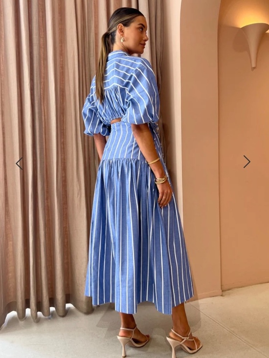 Shona Joy midi/maxi cut out dress blue and white - Picture 4 of 4